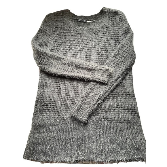 LOVE culture fuzzy grey long sleeve crew neck sweater M - Picture 2 of 5